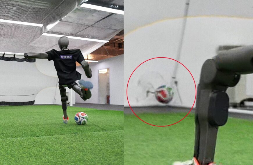 Humanoid Robot Kicks Soccer Ball So&hellip;