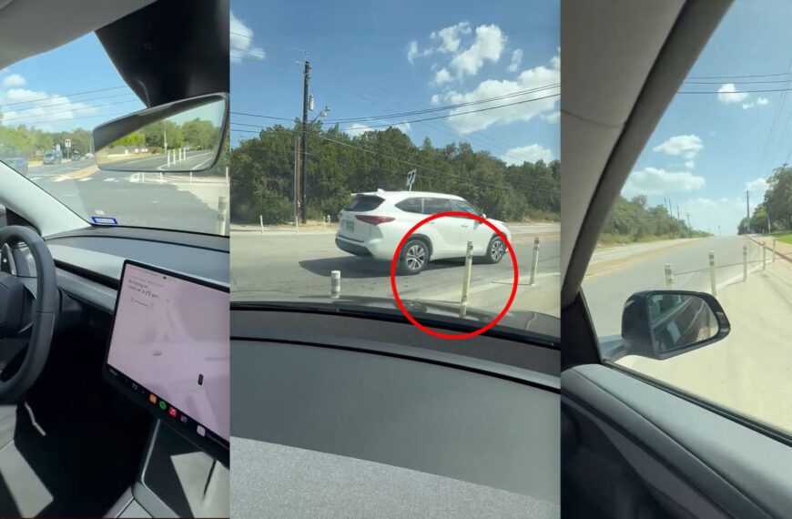 Tesla Robotaxi With No Driver Spotted Smashing Through Traffic Barriers