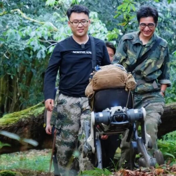 Jungle Research Expedition Using Robot Dog Like a Pack Mule